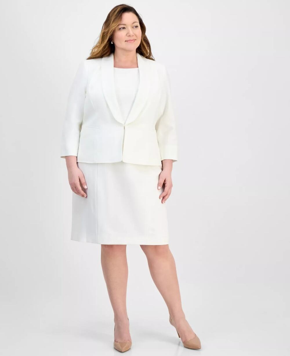 Le Suit Women Vanilla Ice Shawl-Collar Jacket & Dress Suit Set Plus Size 16